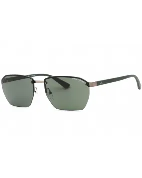 Armani Exchange Matte Gunmetal Sunglasses with Green Tinted Lenses