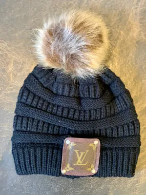 Beanie with LV patch and antique hardware