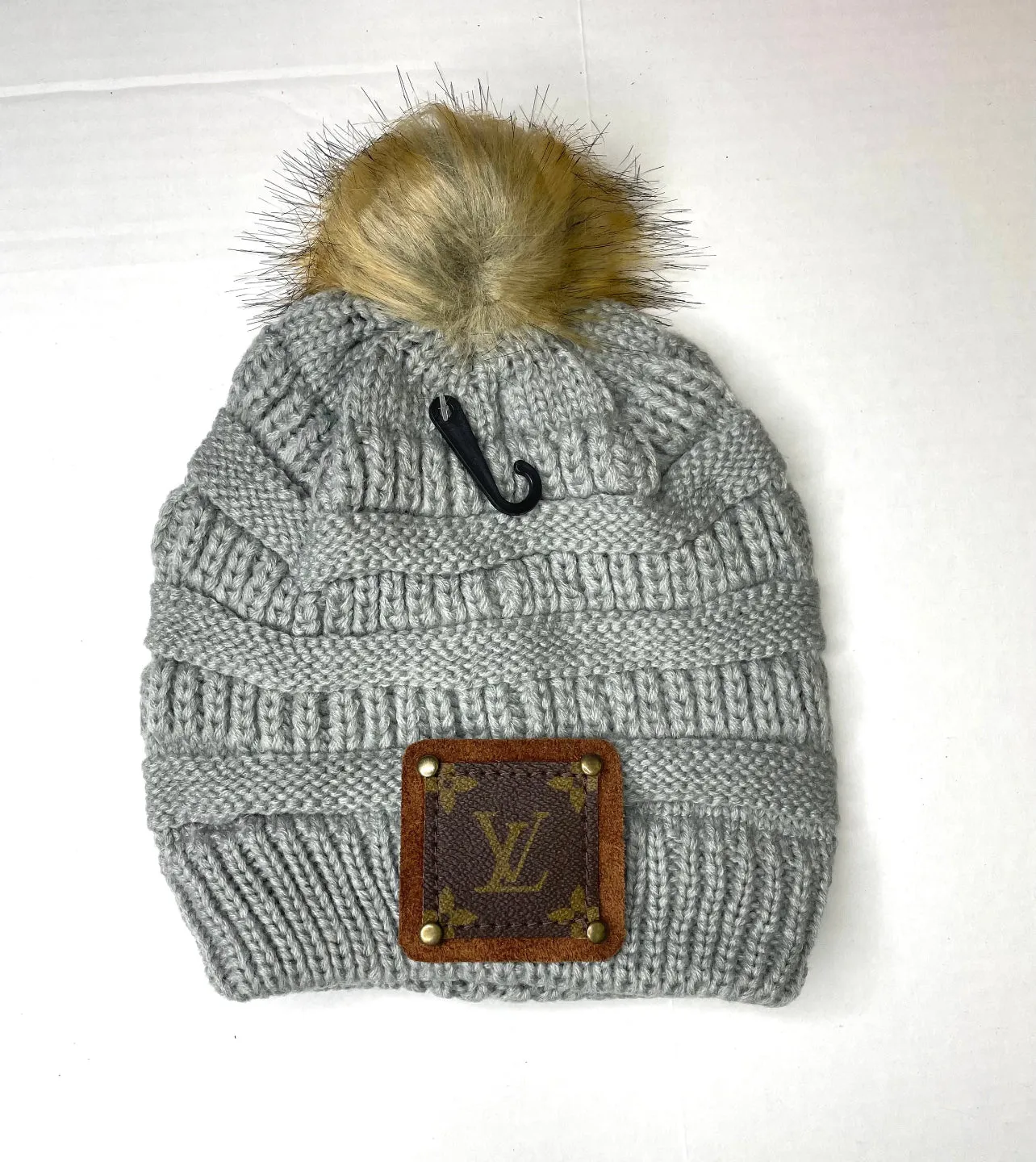 Beanie with LV patch and antique hardware