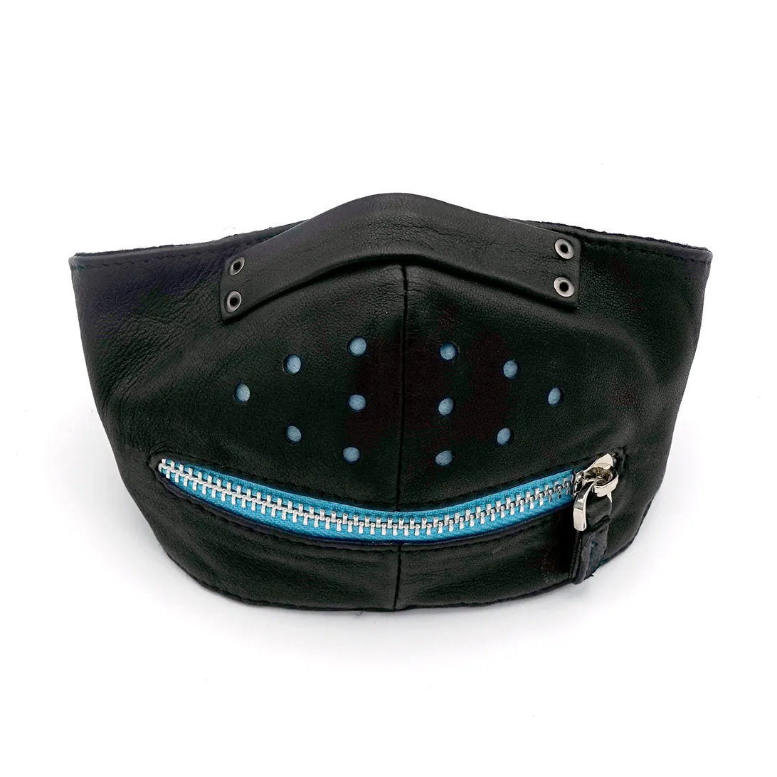 Blue Turquoise Zipper Mouth Face Protection Adjustable Adult Mask With Filter