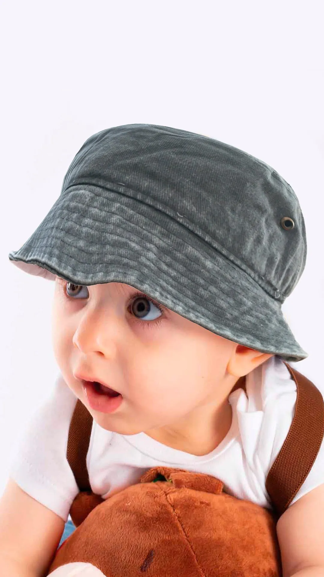 Bucket Hat for 4-8 Year Old Kids - Fedora Hat Faded Denim