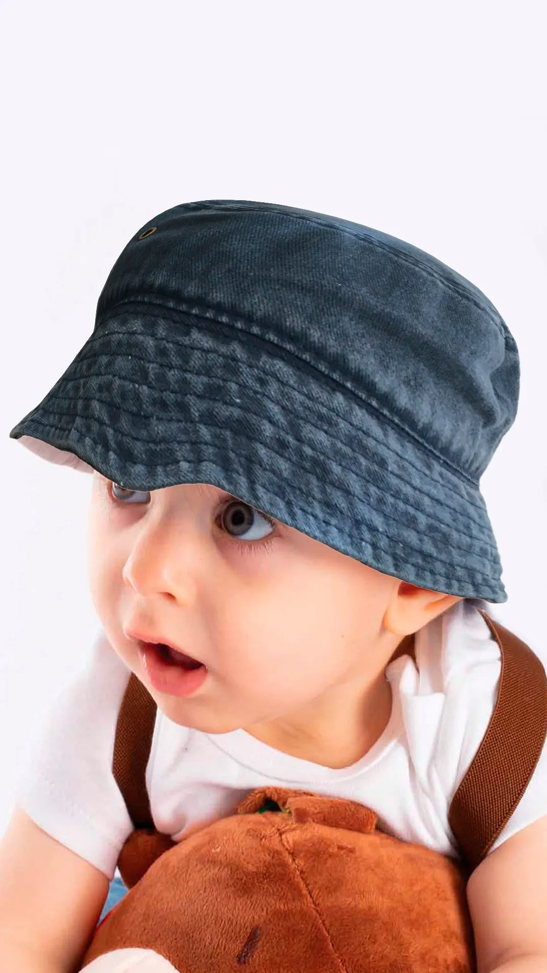 Bucket Hat for 4-8 Year Old Kids - Fedora Hat Faded Denim