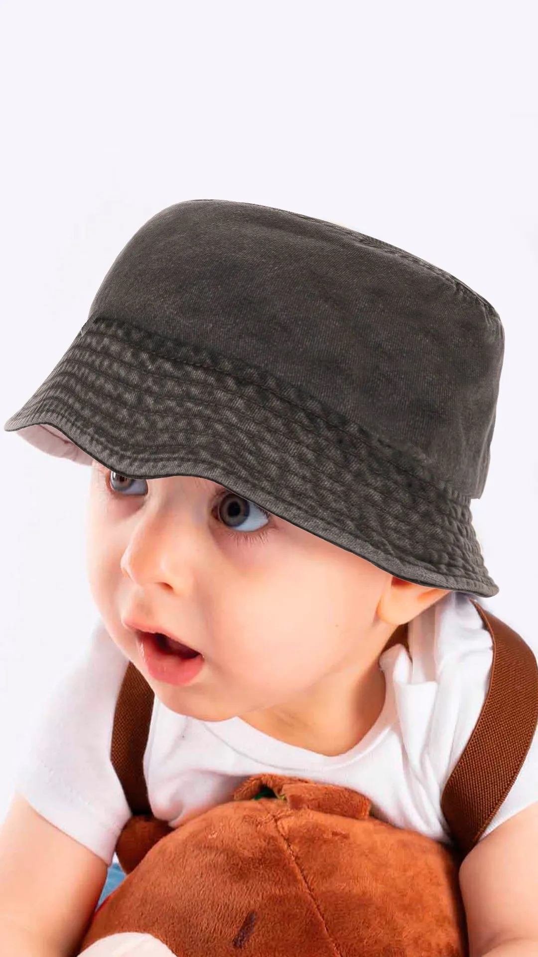 Bucket Hat for 4-8 Year Old Kids - Fedora Hat Faded Denim