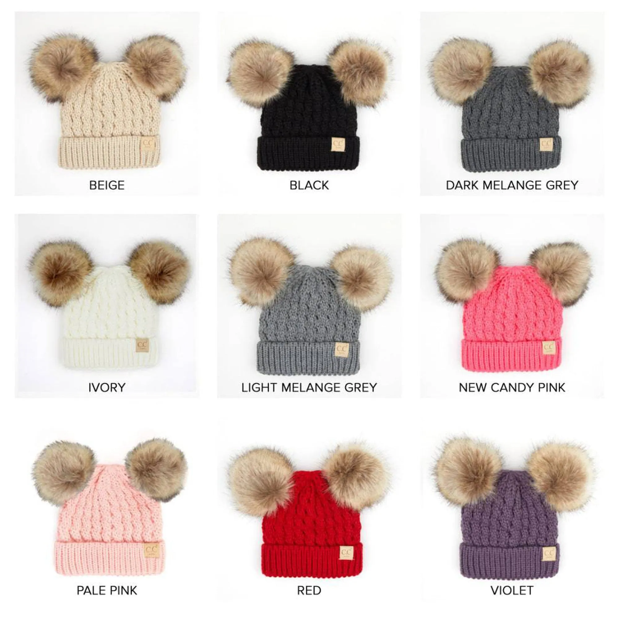 CC Kids Double Pom Beanies Hats