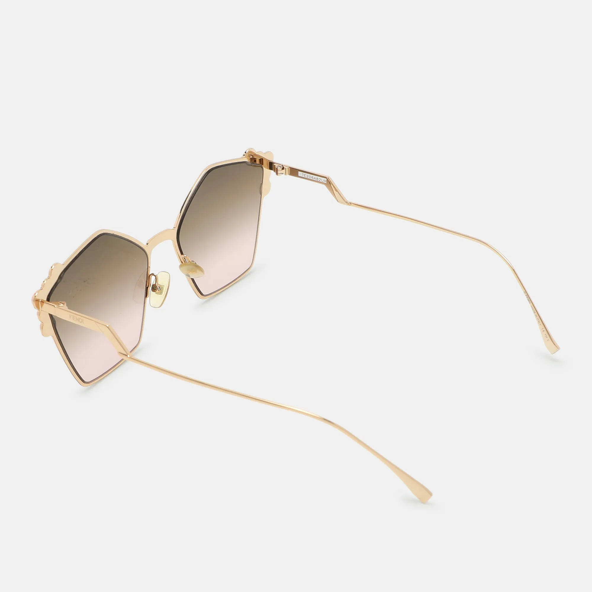 Fendi Brown/pink Gradient Ff 0261/s Spike Can Eye Geometric Sunglasses