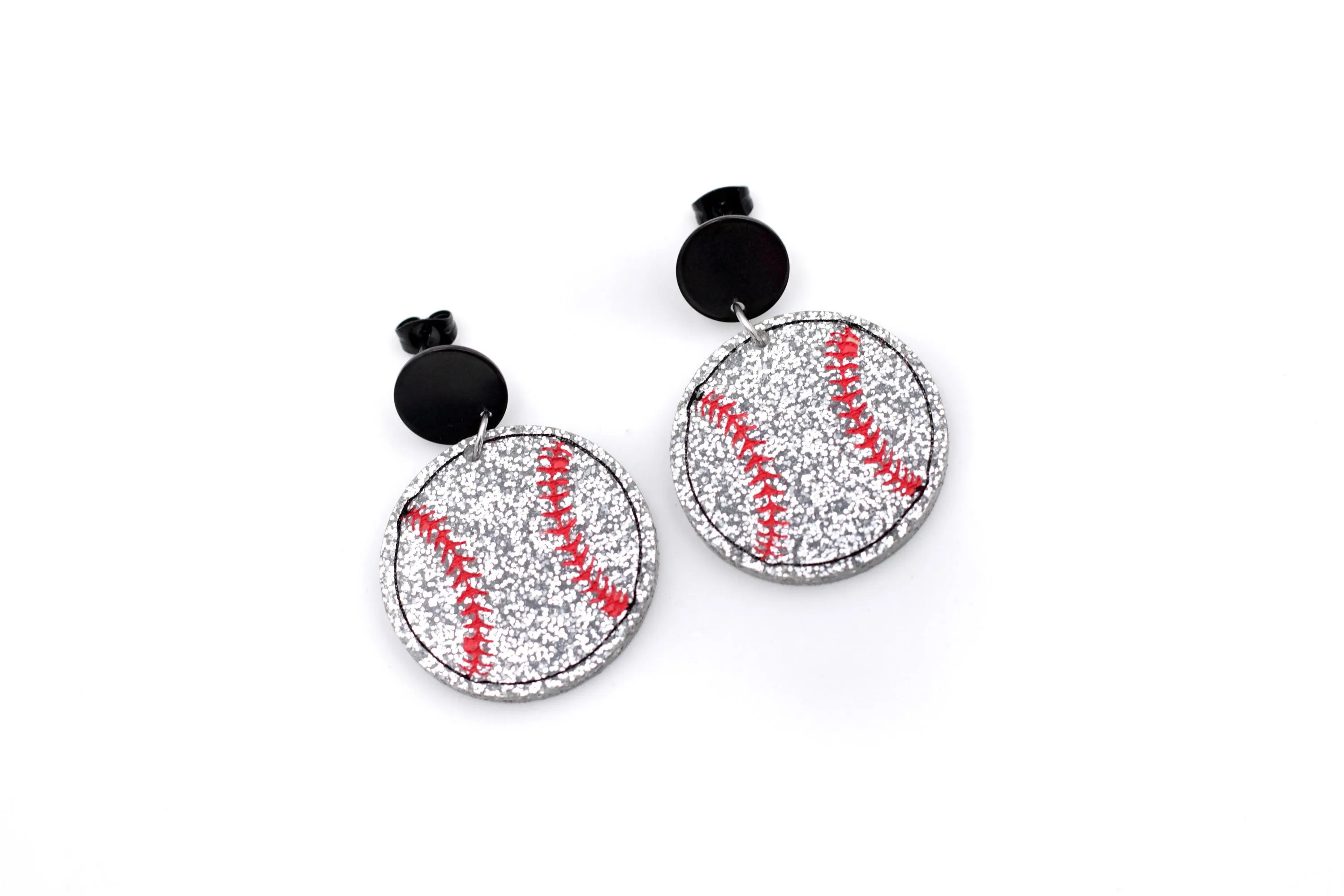 Glitter Baseball Dangles