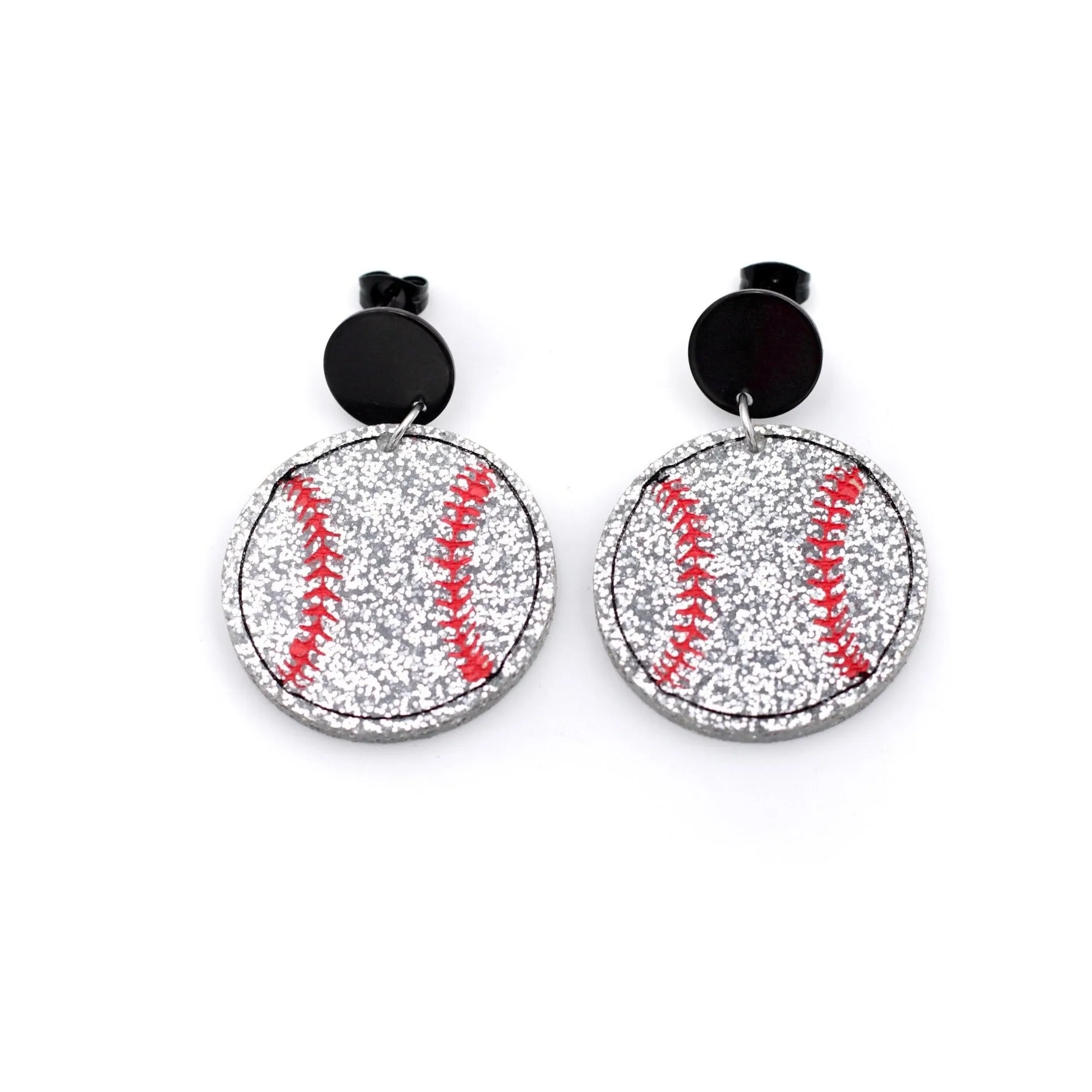 Glitter Baseball Dangles