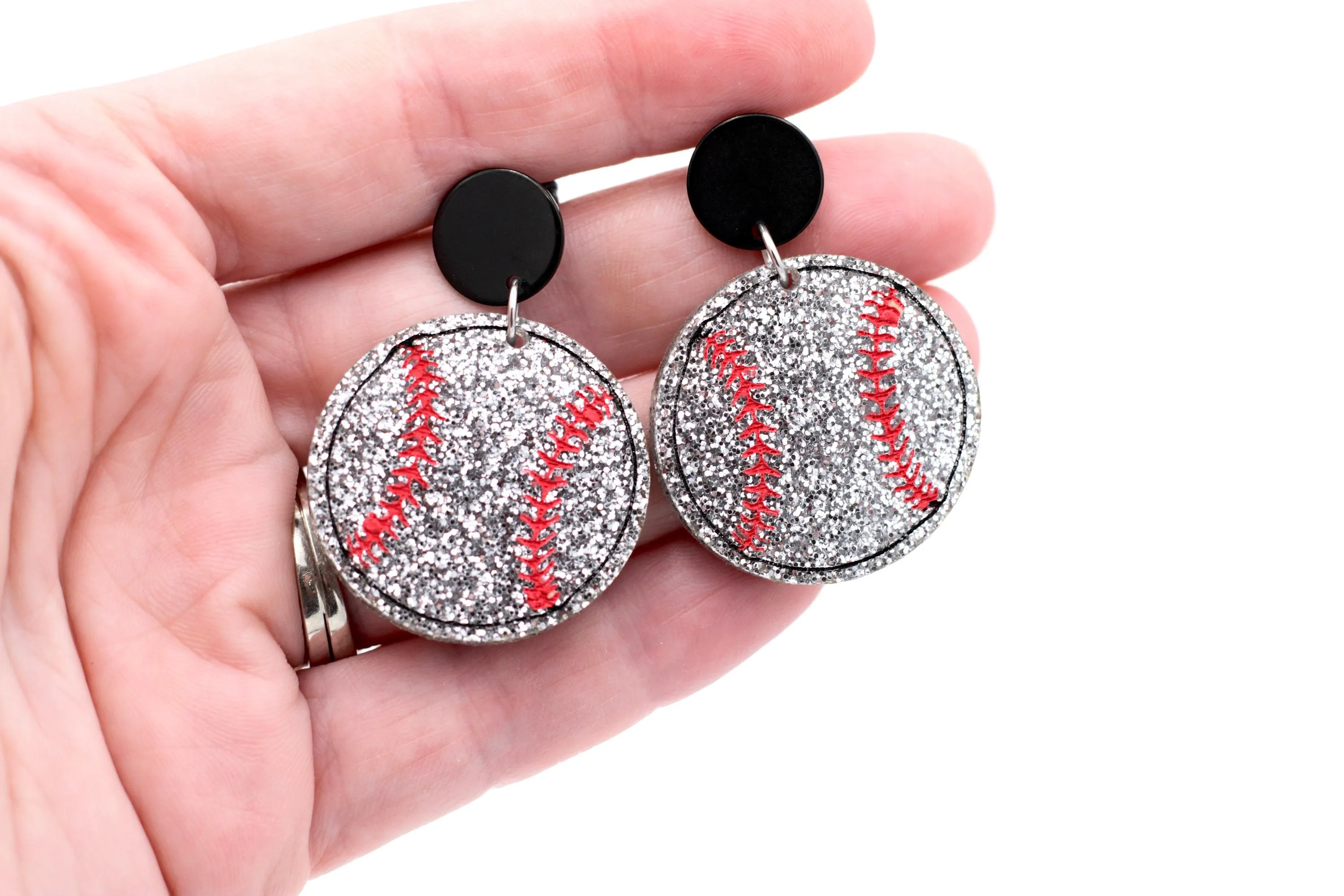 Glitter Baseball Dangles