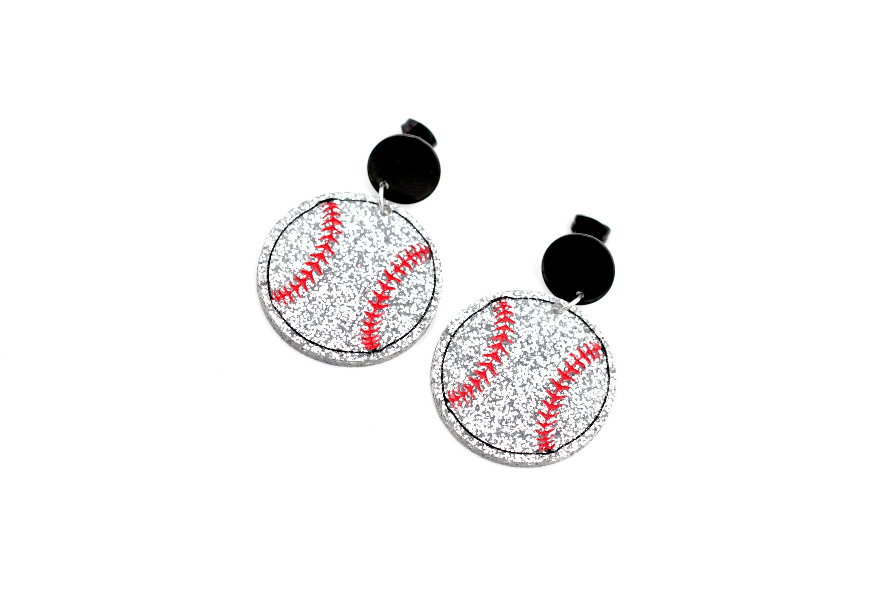 Glitter Baseball Dangles