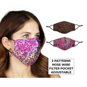 Leopard Face Mask and Adults - Adjustable, Nose Wire, Filter Pocket, Washable, Breathable FaceMask | Gift Idea  - Rave Mask