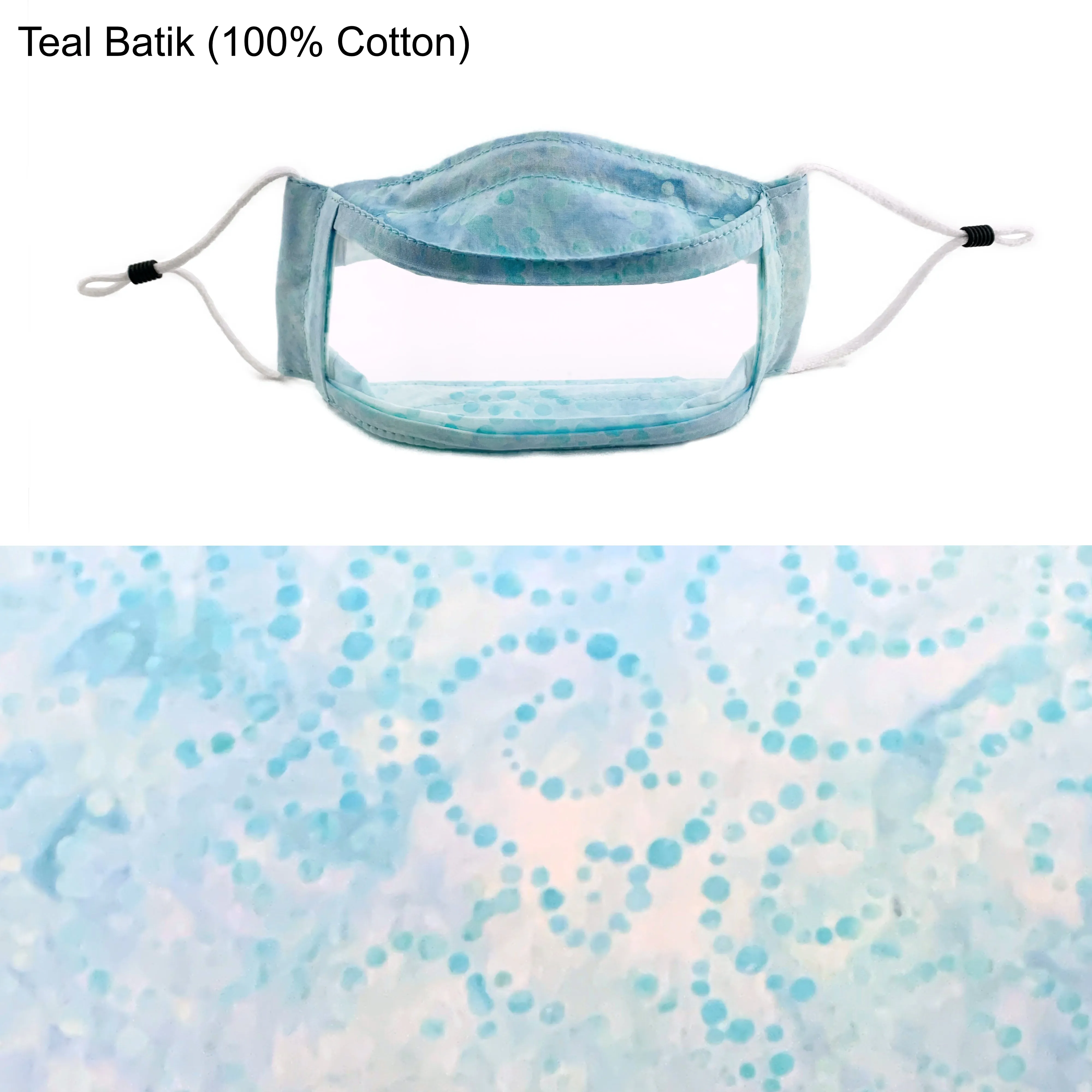 Teal Batik Anti-Fog Window Face Mask